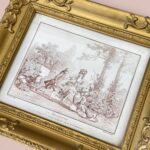 Vintage Huet Print La Brouette, French Rococo Art, Ornate Gold Gilt Frame