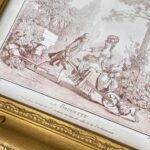 Vintage Huet Print La Brouette, French Rococo Art, Ornate Gold Gilt Frame