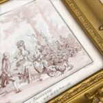 Vintage Huet Print La Brouette, French Rococo Art, Ornate Gold Gilt Frame