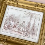 Vintage Huet Print La Brouette, French Rococo Art, Ornate Gold Gilt Frame