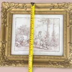 Vintage Huet Print La Brouette, French Rococo Art, Ornate Gold Gilt Frame