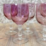 Set of 5 Vintage French Cranberry Pink Aperitif Glasses, 1970s Retro Barware