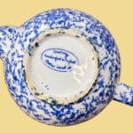 Vintage Arthur Wood Saxony Teapot Blue Spongeware English Country Ceramic