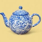 Vintage Arthur Wood Saxony Teapot Blue Spongeware English Country Ceramic