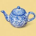 Vintage Arthur Wood Saxony Teapot Blue Spongeware English Country Ceramic