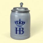 Vintage Hofbrauhaus Beer Stein L German Pottery Mug with Pewter Lid HB Munich